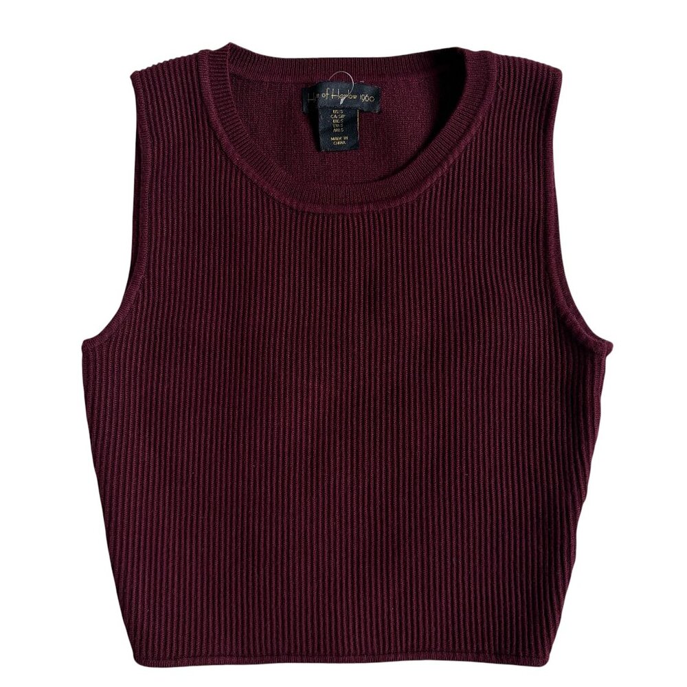 House of Harlow 1960 Ribbed Sweater Tank Top (Maroon) - Size Small